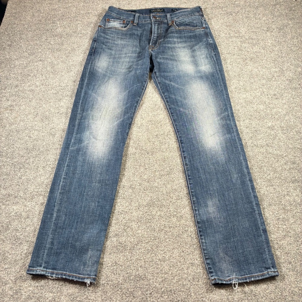 Lucky Brand 121 Slim Jeans Mens 29x30 Blue Medium Wash Distressed Hem